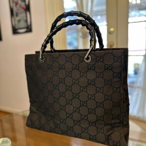 Gucci Black Monogram Tote Bag